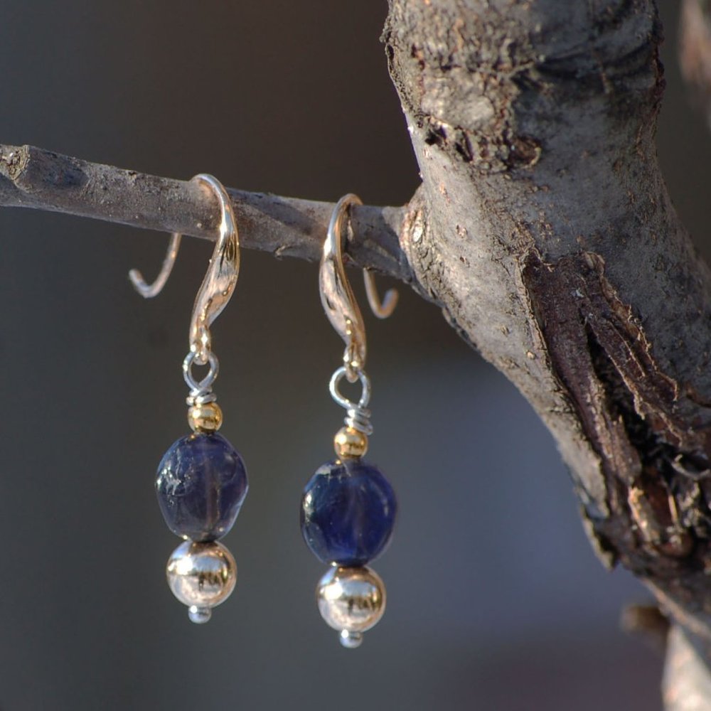 Lapis Gold and Silver earrings